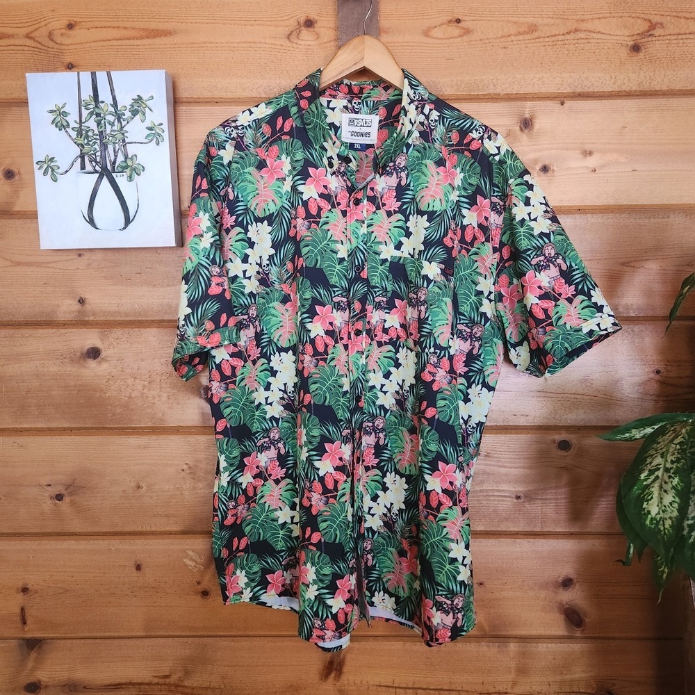 RSVLTS X Goonies Truffle Shuffle Chunk Tropical Aloha Hawaiian Shirt Plus Sz 2XL